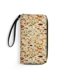 Vintage Mushroom Designs Collection Wallet for Womens PU Leather Zip Around Wallers Clutch Wristlet Travel Long Purse
