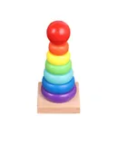 Melissa & Doug Rainbow Stacker Wooden Ring Educational Toy - Wooden Rainbow Stacking Rings Baby Toy, Stacker Toys For Infants And Toddlers-set 2