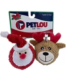 Santa and Reindeer Christmas EZ Squeaky Twin Ball, 4-inch Width