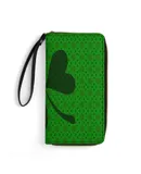 Clover Pattern Wallet for Womens PU Leather Zip Around Wallers Clutch Wristlet Travel Long Purse