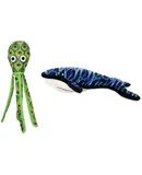 World's Tuffest Soft Dog Toy Ocean WhaleSqueakers Multiple Layers. Made Durable, Strong & Tough. Interactive Play (Tug, Toss & Fetch). Machine Washable & Floats. (Combo Pack)