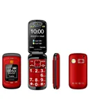 Dual-Screen Flip Button Function Mobile Phone for Seniors - Red