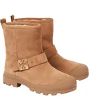 Tory Burch Women's Mellow Shearling Boot, Light Chestnut/Gold