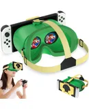 Upgraded VR Headset for Nintendo Switch & Switch OLED Model, Switch VR Glasses with Adjustable HD Lenses and Comfortable Head Strap, Labo VR Kit 3D Goggles for Switch Accessories (White&Green)