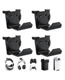 4 Pack Controller Wall Mount for  Xbox, PS5, Switch Controller, Wall Mount Stand for Controller&Headset, Adhesive/Screws Installation (Black)