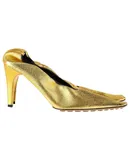 Bottega Veneta Sharpei Metallic Square-Toe Pumps in Gold Leather
