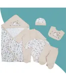 Newborn Baby Boy Girl Clothes Unisex Infant Romper Pants Set Hat Outfits 0-12 Months - Soft Cotton Footed Pajamas for Newborns & Infants - Apricot Dinosaur