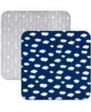 Square Playard/Playpen Fitted Sheets, Perfect for New Room2 / TotBloc Portable Playard, 2 Pack, Ultra Soft Microfiber, Fitted Playpen Sheet, Navy Cloud and Grey Arrow