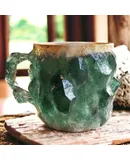 Mineral Crystal Coffee Mugs,  Elegant Christmas Gift for Home Office -11oz,Green