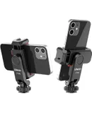 ULANZI Phone Tripod Mount ST-06S, New Universal Smartphone Mount Adapter with 2 Cold Shoe, 360° Rotates Adjustable Cell Phone Clip Clamp Holder, Compatible with iPhone, Samsung Galaxy and All Phones