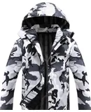 Nianjin Men's Lightweight Waterproof Hooded Raincoat Outdoor Raincoat Shell Jacket for Hiking black and white camouflage
