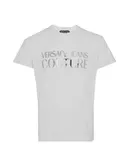 Versace Jeans Couture Men's White Silver Metallic Logo Short Sleeve T-Shirt
