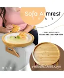Sofa Arm Rest Tray Clip Table, Bamboo Armrest Couch Tray Table, Couch Arm Table for Home/Drinks/Remote Control/Snacks Holder
