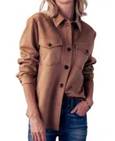Love Tree Suede Trucker Jacket In Camel