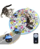 Cat Scratching Toy with Scratcher Board and Fish Aquarium Design, Fun and Exciting Catnip Cat Toy, Floppy Fish Toy with Feathers and Catnip Included