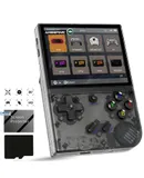 RG35XX Plus Linux Handheld Game Console 3.5'' IPS Screen, 35xx plus with a 64G+128G Card Pre-Loaded 6900 Games, RG35X plus Supports 5G WIFI Bluetooth HDMI and TV Output 3300mAh Battery-Transparent black（New）