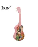 IRIN 21 Inch Acoustic Soprano Ukulele Ukelele Uke Basswood Material with Beautiful Hawaii Style Patterns Pink