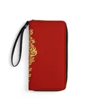 Queen Embroidery Wallet for Womens PU Leather Zip Around Wallers Clutch Wristlet Travel Long Purse