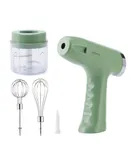 Electric egg beater, household cream automatic whipper, handheld rechargeable mixing machine, electric garlic pounder, meat grinder-green (5th gear)