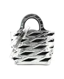 Balenciaga Neo Basket Metallic Silver Leather Small Satchel Bag