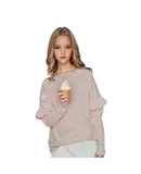 Girls Oversized Long Sleeve T-Shirt with Dream Embroidery on Shoulder, Soft Cotton Casual Top, Y2K Style Graphic Tee, Gifts for Girls