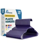 Plastic Clothes Hangers – Heavy Duty Hanger Set, for Organizing Clothes, Dresses, and Coat, Holds Up to 5 lbs, Space-Saving Hangers with Non-Slip Shoulder Grooves, Pack of 120, Purple