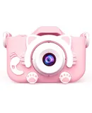 Children's digital camera HD children's mini camera toy, universal clear dual camera cat pink