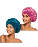 2Pcs Silk Bonnet for Sleeping, Satin Hair Bonnets, Soft Elastic Band Silk Sleep Cap, Hair Wrap for Women (Color-F)