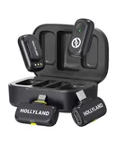 Hollyland LARK A1 Combo 2-Person Wireless Microphone System with USB-C and Lightning Connectors for Mobile Devices (Space Gray, 2.4 GHz)