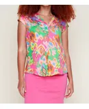 Renuar V Neck Blouse In Bonbon