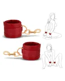 BDSM Bondage Restraints Sex Toys - Adjustable Soft Leather Handcuffs Ankle Cuffs Adult Toy, Furniture Restraint Kit for Men Women Couples SM Game Play | Red