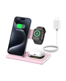 3 in 1 Foldable Charging Station for Apple Products,Fast Wireless Charger Travel Dock Adapter&Light for iPhone 15/14/13/12/11/X/XS/XR 8,iWatch Ultra 2/9/Ultra/8/7/6/SE/5/4/3,Air pods 3/2/Pro/2