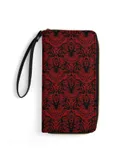 Damask Hail Satan in Red Fabric Wallet for Womens PU Leather Zip Around Wallers Clutch Wristlet Travel Long Purse