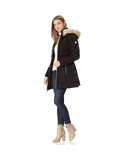Laundry by Shelli Segal Black Cinch Waist Down Puffer Hooded Coat