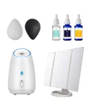 Ultimate Radiance Skincare & Beauty Bundle: Tri-Fold Vanity Mirror, Pursonic Facial Steamer, Anti-Aging Serum Set & Konjac Sponge Duo