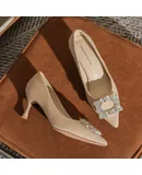 High Heels/New Style/Rhinos/Pointy/Suede/Sheepskin/French/Single Shoe/Sexy/Solid Color