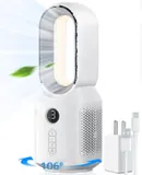 let'me Desk Fan, 106° Oscillating Fan for Indoors,Bladeless Fan with 3 Speeds, Small Office Fan with LED Light, 13 Inch Personal Small Fan for Bedroom Home Office Desktop,white