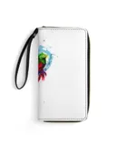 WaterColor Quetzal from Guatemala Wallet for Womens PU Leather Zip Around Wallers Clutch Wristlet Travel Long Purse