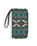 Bohemian Style Pattern Ethnic Minority Characteristics Wallet for Womens PU Leather Zip Around Wallers Clutch Wristlet Travel Long Purse