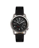 Breed Regulator Leather-Band Watch w/Second Sub-dial - Black