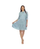 Women's Long Sleeve Tiered Midi Shirt Dress