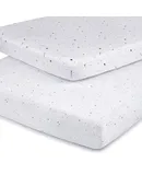 Pack N Play Portable Crib Sheet Set 100% Jersey Cotton 2 Pack 38\u201dx24\u201dx5\u201d (Black and White Celestial)