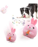 Active Moving Pet Plush Toy, New Squeaky Moving Dog Toy, Interactive Dog Ball Toys, Automatic Rolling Washable Chewable Plush Cover Bouncing Ball (Rabbit)
