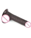 Dual Layer Movable Foreskin Dildos Dark Brown Dildos Realistic Chocolate Sliding Skin Foreskin Dildos for Women