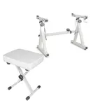 Keyboard Stand Adjustable z Style Piano Riser + Keyboard Piano Bench - WHITE