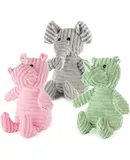 Dog, White and Bug Pet Plush Toy with Squeaker (Rhino, Hippo, Elephant)