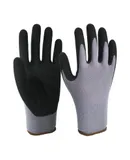 15-gauge nylon nitrile frosted coated gloves dipped in wear-resistant anti-slip factory work protective gloves-w020 Nitrile scrub 15 stitches