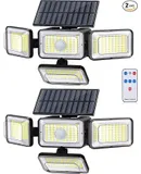 Mokot outdoor solar light,288 LED 2800LM solar motion sensor Outdoor light with remote control,4 lP65 waterproof solar floodlight safety light for outdoor patio walls -2 pieces