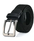 Gallery Seven Men's Elastic Braided Stretch Belt-Black-3XL