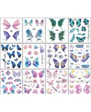 Butterfly Face Temporary Tattoos, 12 Sheets Fairy Makeup Stickers